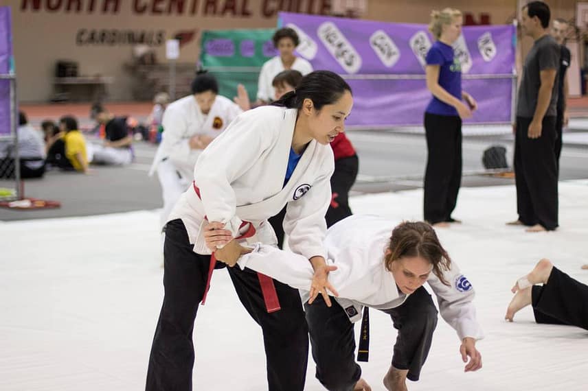 Marina Petric demonstrates a Jujutsiu takedown